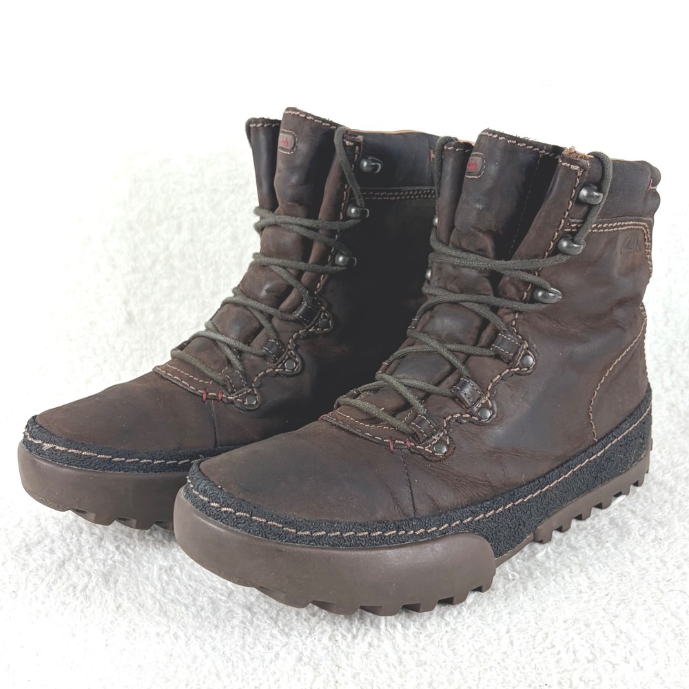 Clarks Mens 9M Hiking Boots Dark Brown Leather Lace Up High Top‎ Trail Shoes